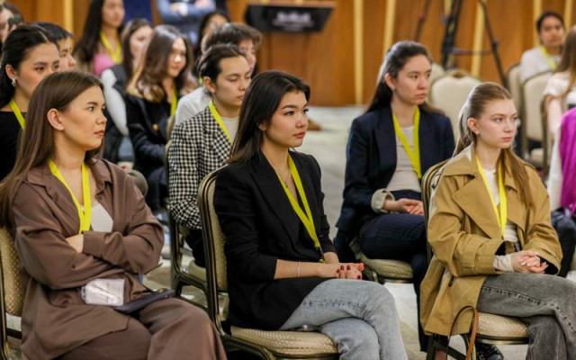Kazakh students participate in training sessions during Al Jazeera Week in Astana
