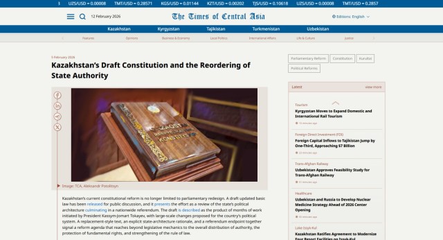 Қозоғистон Конституцияси лойиҳаси дунё матбуоти эътиборида